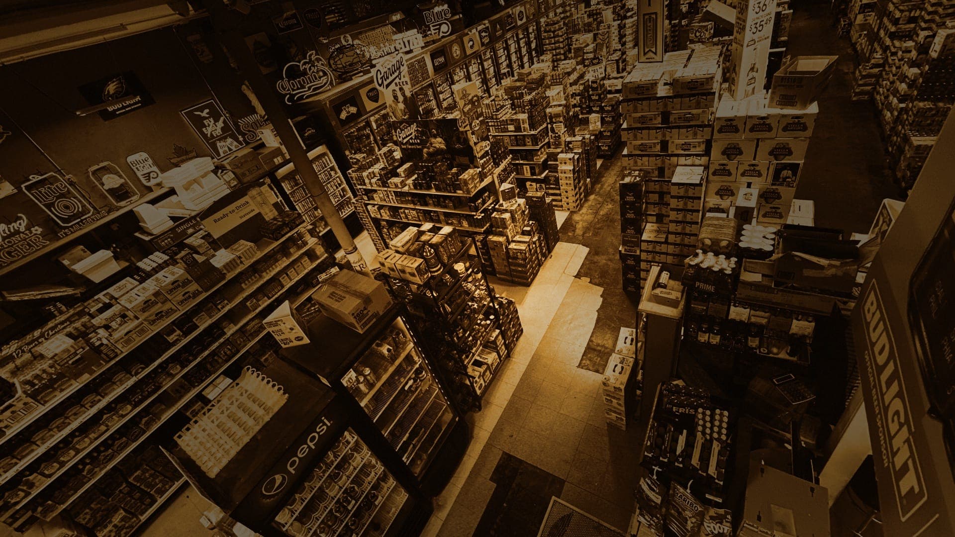 The beer aisles inside Willow Grove Beer Store on York Road