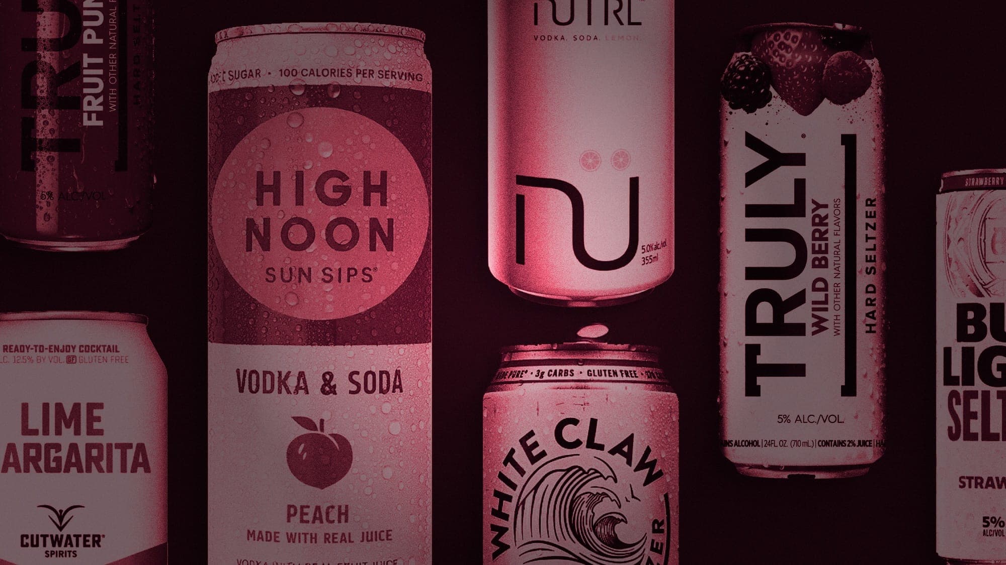Seltzers and canned cocktails in the cooler